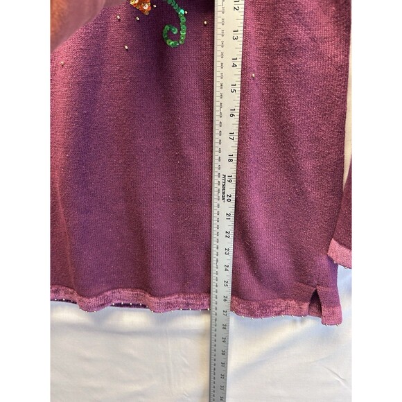 Quacker Factory Tunic Sweater Women's XS Thanksgiving Cornucopia Sequins Beaded - Picture 8 of 10